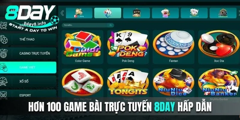 Kho game đánh bài đổi thưởng 8Day